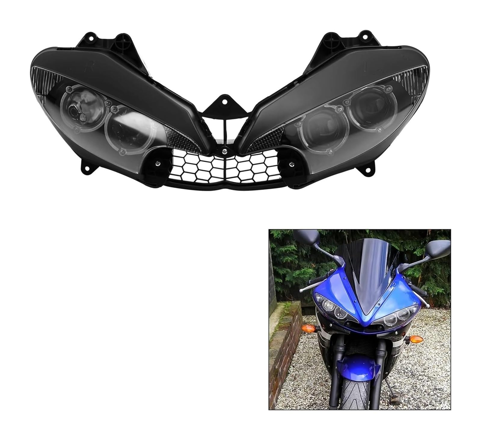 Headlight Motorbike pour YZFR6 2003 2004 2005 pour R6S 2006 2007 2008 2009 Ensemble De Phares De Moto Phare Avant
