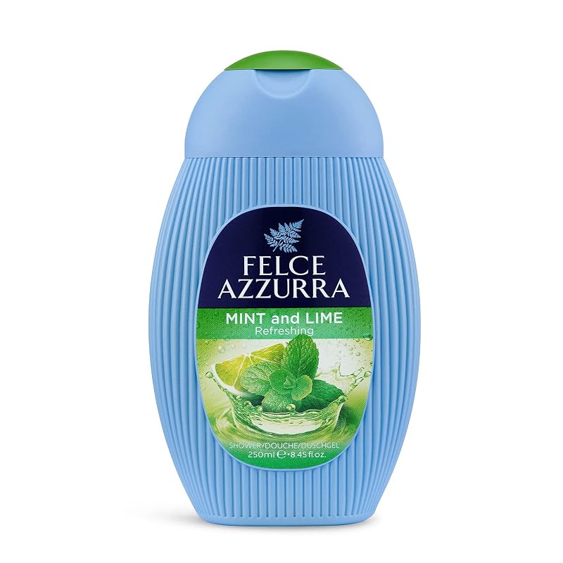 Gel de banho corporal Felce Azzurra Mint And Lime, fragrância de lima, hortelã, almíscar, jasmim e orquídeas, 250 mL