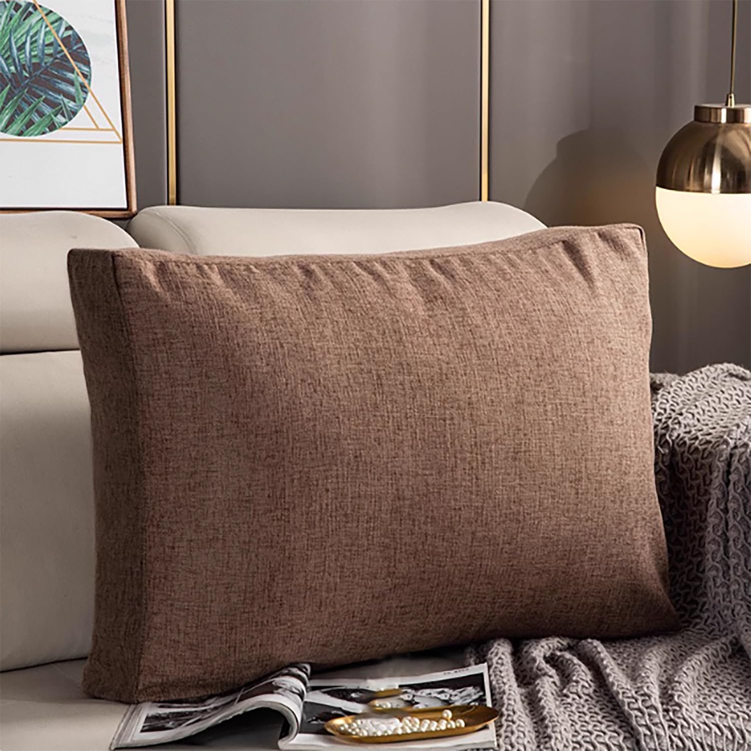 XANAYXWJ Cuscino da Lettura per Supporto Lombare con Rivestimento sfoderabile Cuscino di Supporto per la Schiena per Letto e Divano Disponibile in 50/60/70/80/90 cm (E 60x50x10 cm)