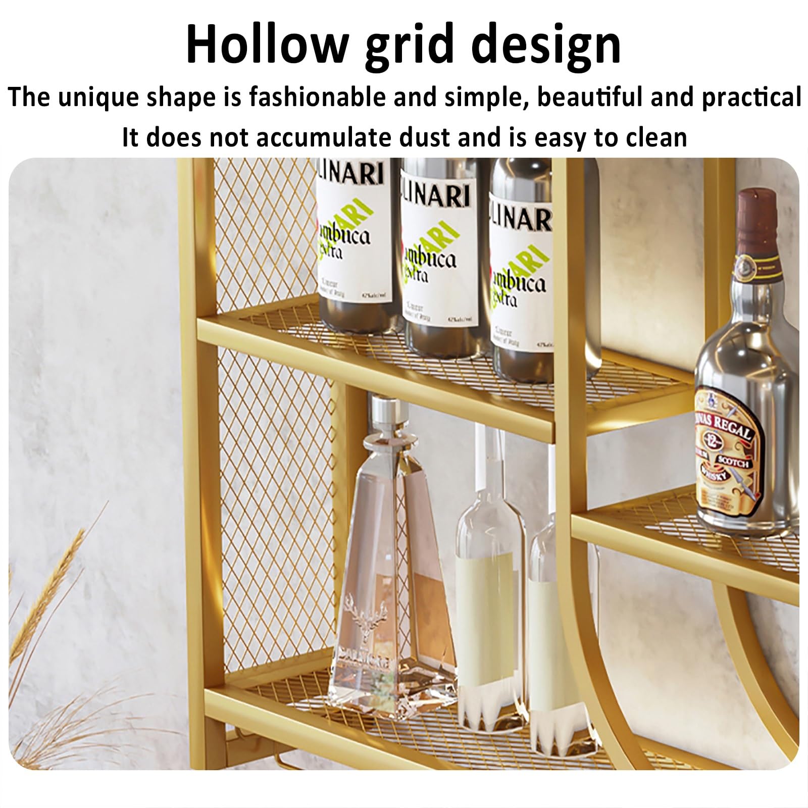 Soporte de pared LED para botellas con estante de cristal, estante de licor para exhibición de vino, estantes de almacenamiento de bar, licor decorativo con iluminación LED para decoración del hogar