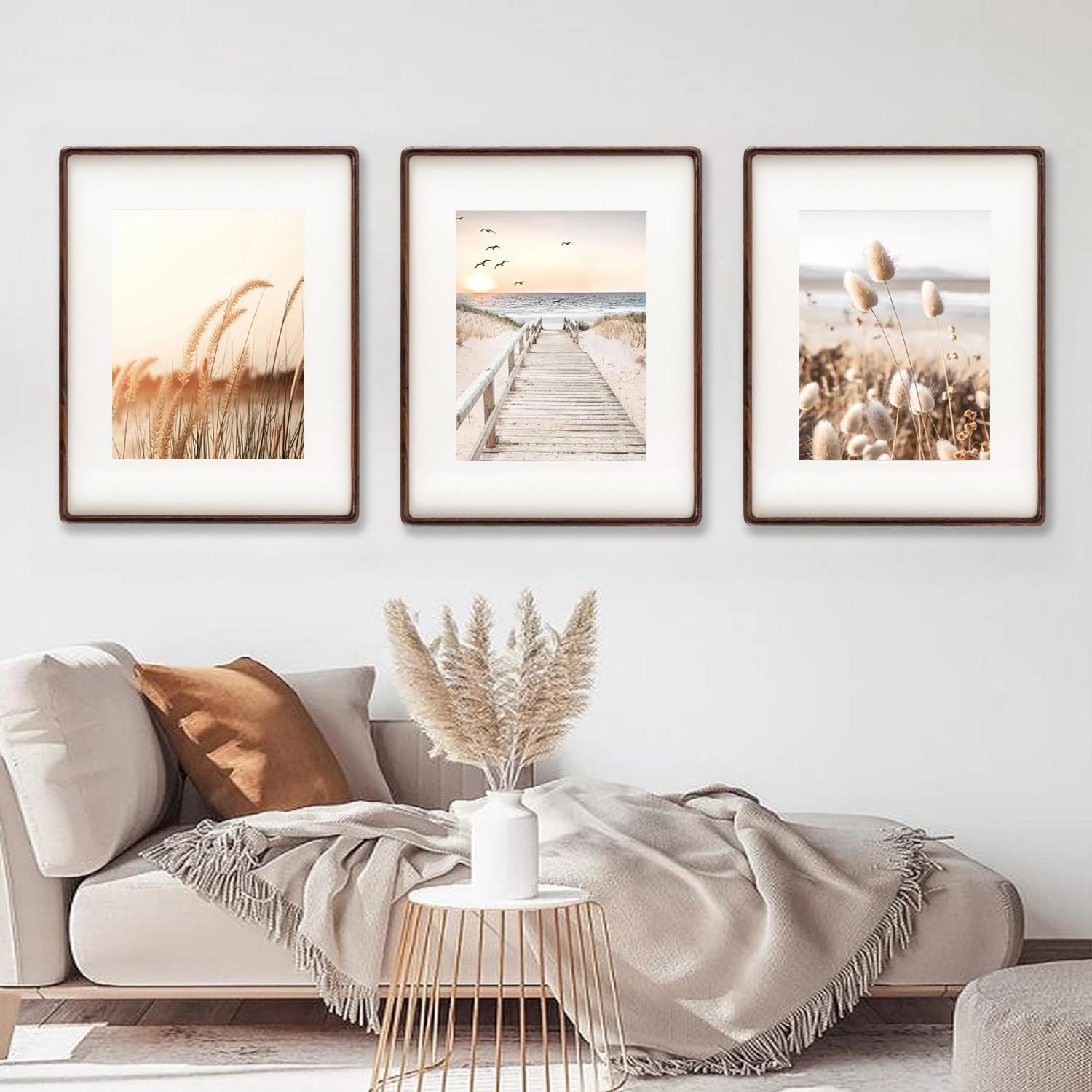 16x20 Frames Natural, Solid Walnut Wood 16 x 20 Picture Frame with Mat for 11 x 14 Image, Wall Gallery Mounting 20 x 16 Inch Large Poster Photo Frame - Image 6