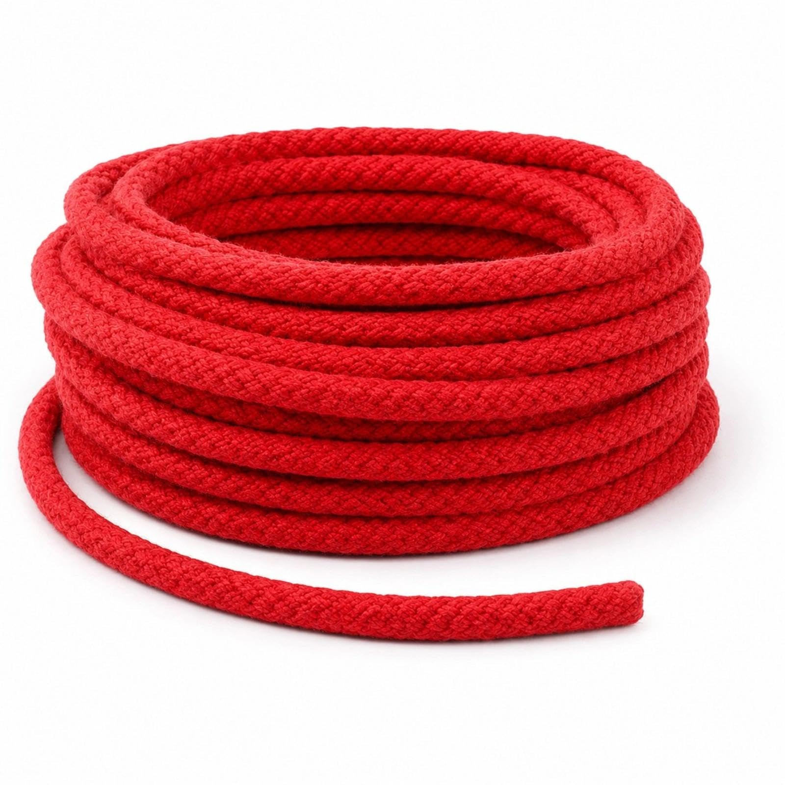 WVGSXBO 10m Braided Cotton Rope 5mm, Red Macrame Cord 5mm Cotton Cord Braided, 8-Strand Twisted Cotton String, Wear Resistant Craft Red Rope for DIY Crafting, Sewing, Drawstring, Home Decoration