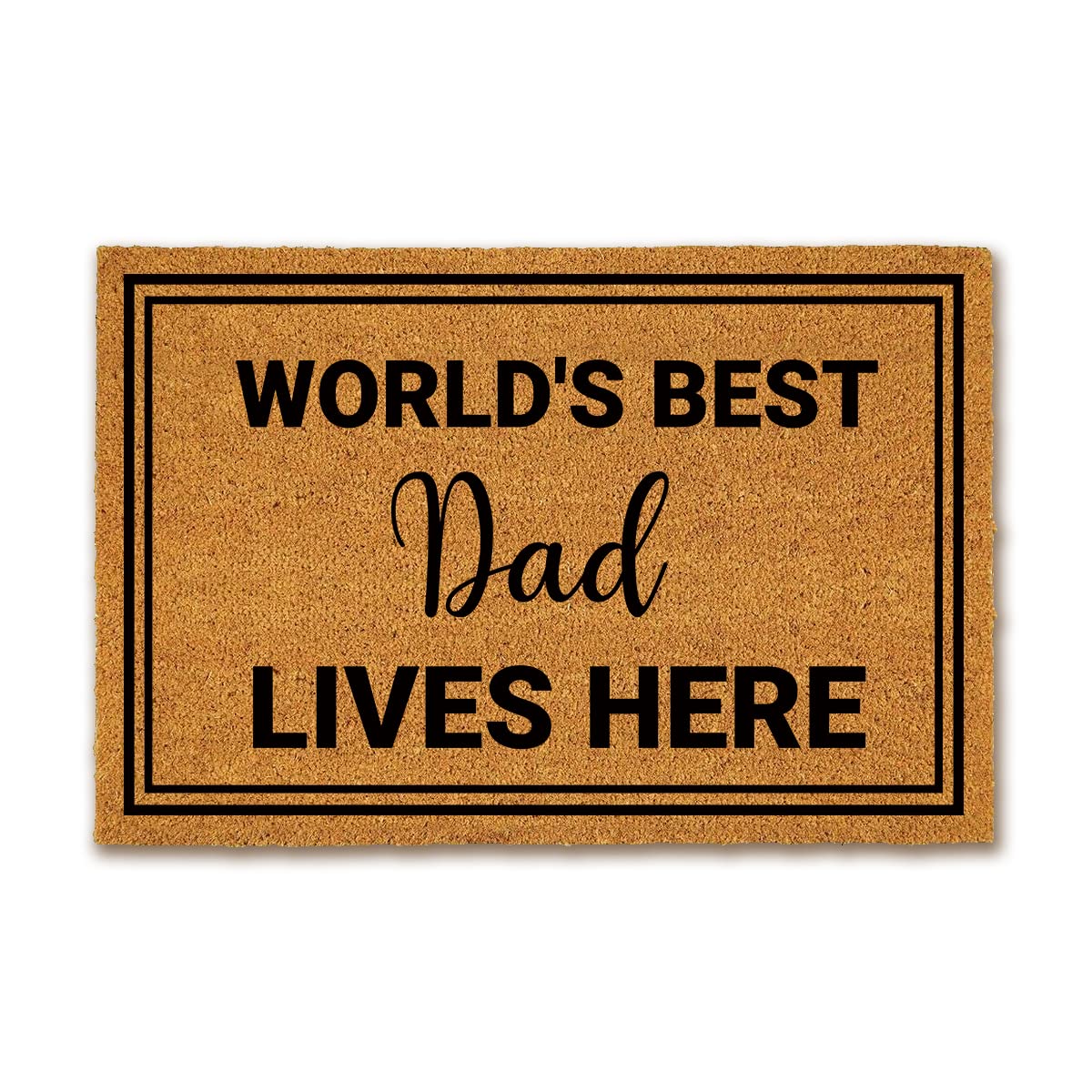 Natural Coir Doormat,World's Best Dad Lives Here,Father's Day Door Mat Front Door Decor, Funny Housewarming Gift Welcome Mat,Floor Mat for Indoor or ...
