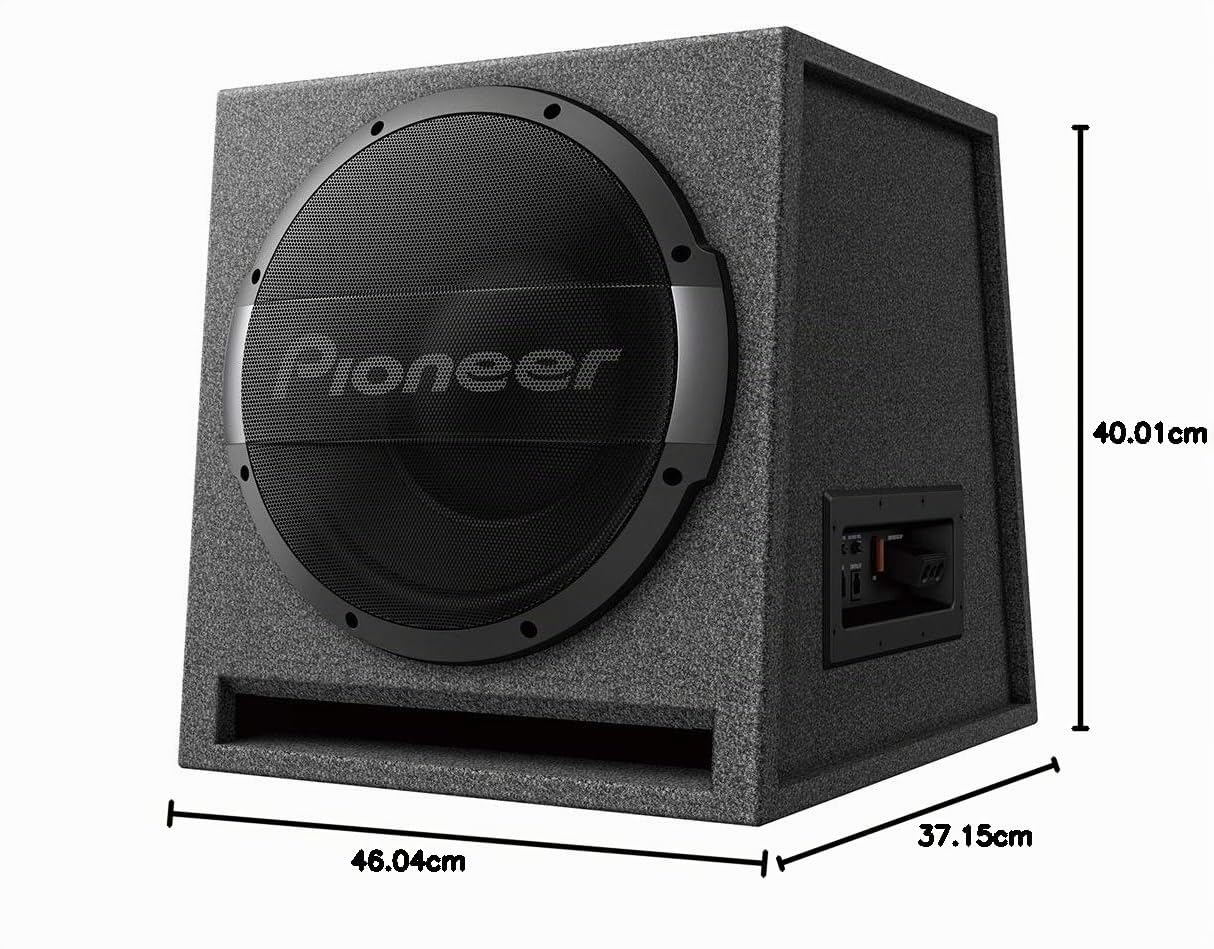 Pioneer Subwoofer attivo TS-WX1210AH, potente subwoofer con alloggiamento con potenza massima di 1500W, subwoofer da 30cm in alloggiamento MDF, membrana IMPP, nero, potenza di ingresso nominale 600W