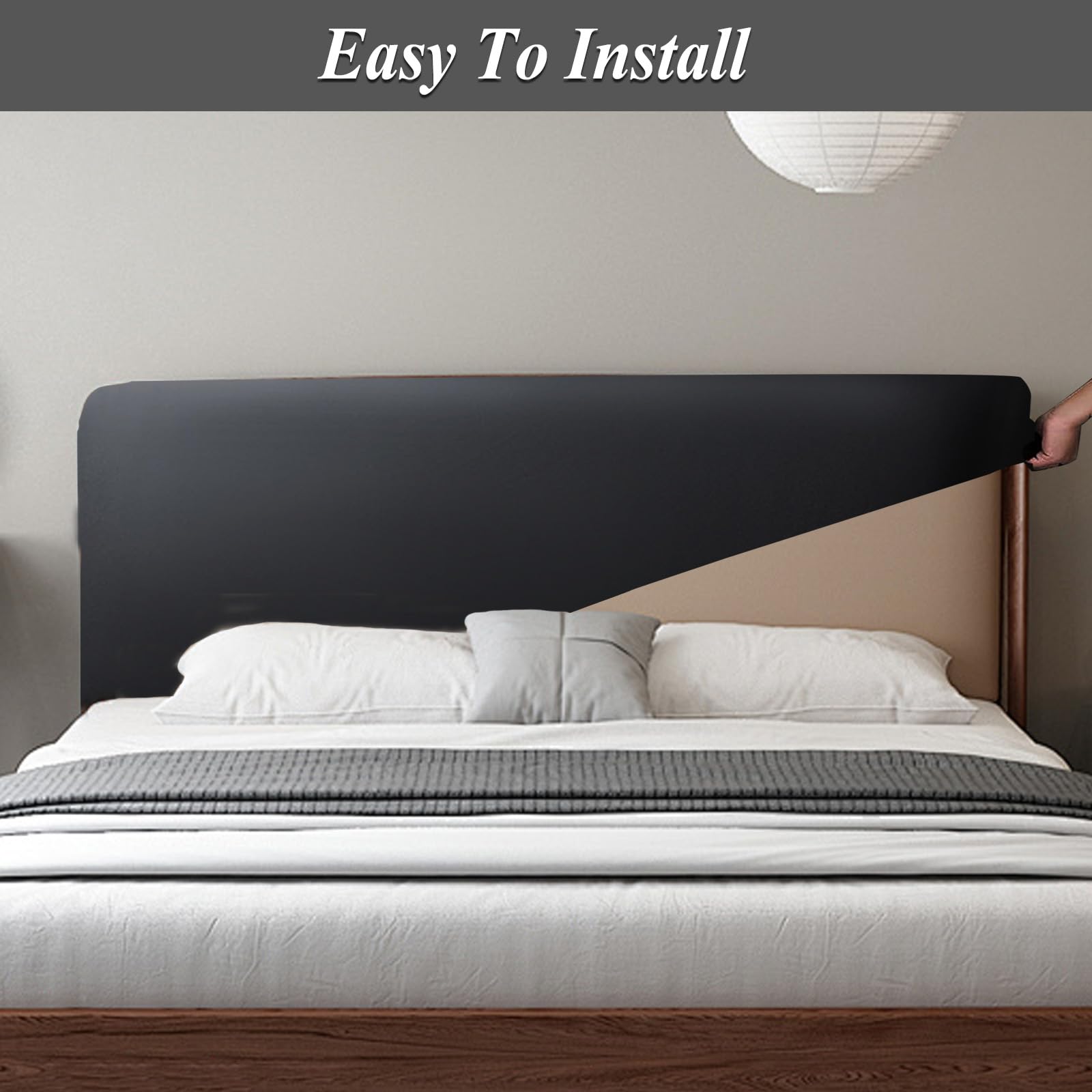 Copritestiera Letto In Pelle PU - Copertura Elastica Antipolvere Per Testiera, Grigio 180cm - Foto 5