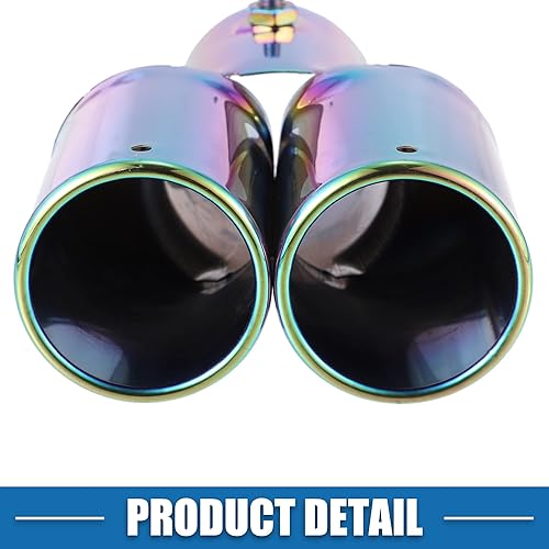 Miniatura 6 de Tubo de escape doble para automóvil, doble salida, diámetro aplicable, 2.4 pulgadas, tubo de escape universal, punta de silenciador, tubo de escape