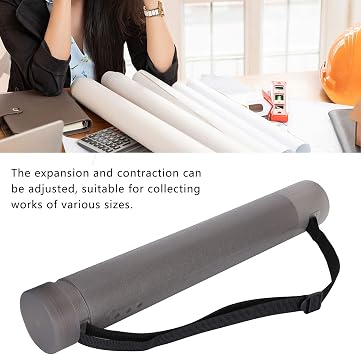 Circular Drawing Tube, Poster Tube, Moisture-Proof Matte Texture Waterproof Adjustable for Travel Posters Maps(Dark Gray)