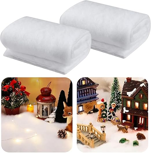 YIQUDUO Christmas Fake Snow Blanket 2 Pack 3 x 8 Ft