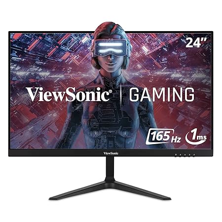 ViewSonic VX2418-P-MHD (24 inch) Full HD LED 1080p, 1MS VA Panel Gaming Monitor with 165Hz, Dual HDMI & Display Port, Flicker-Free and Blue Light Filter