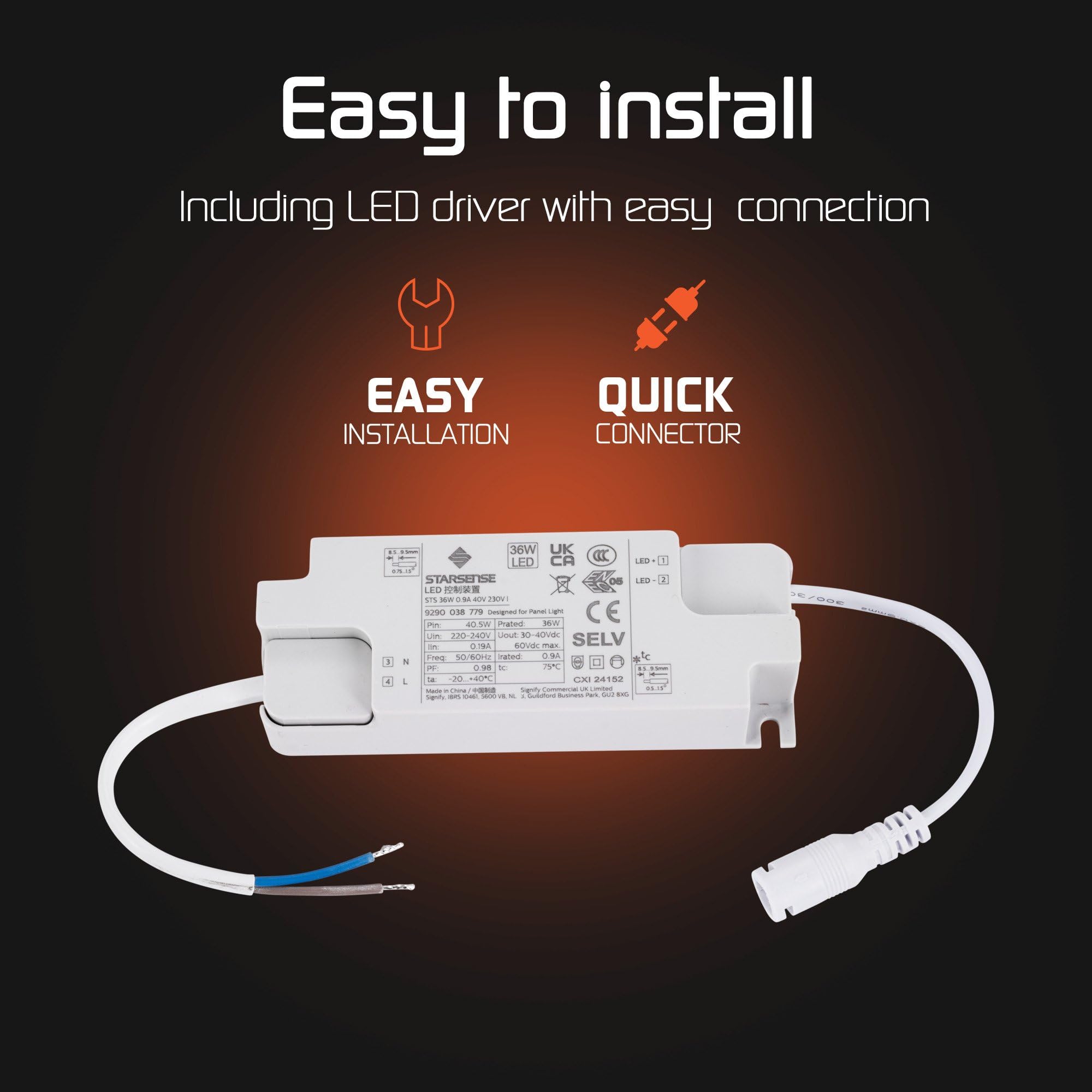 Ledvion Panneau LED 120x30 36W 6000K UGR<22 100lm/W Luminaire encastré