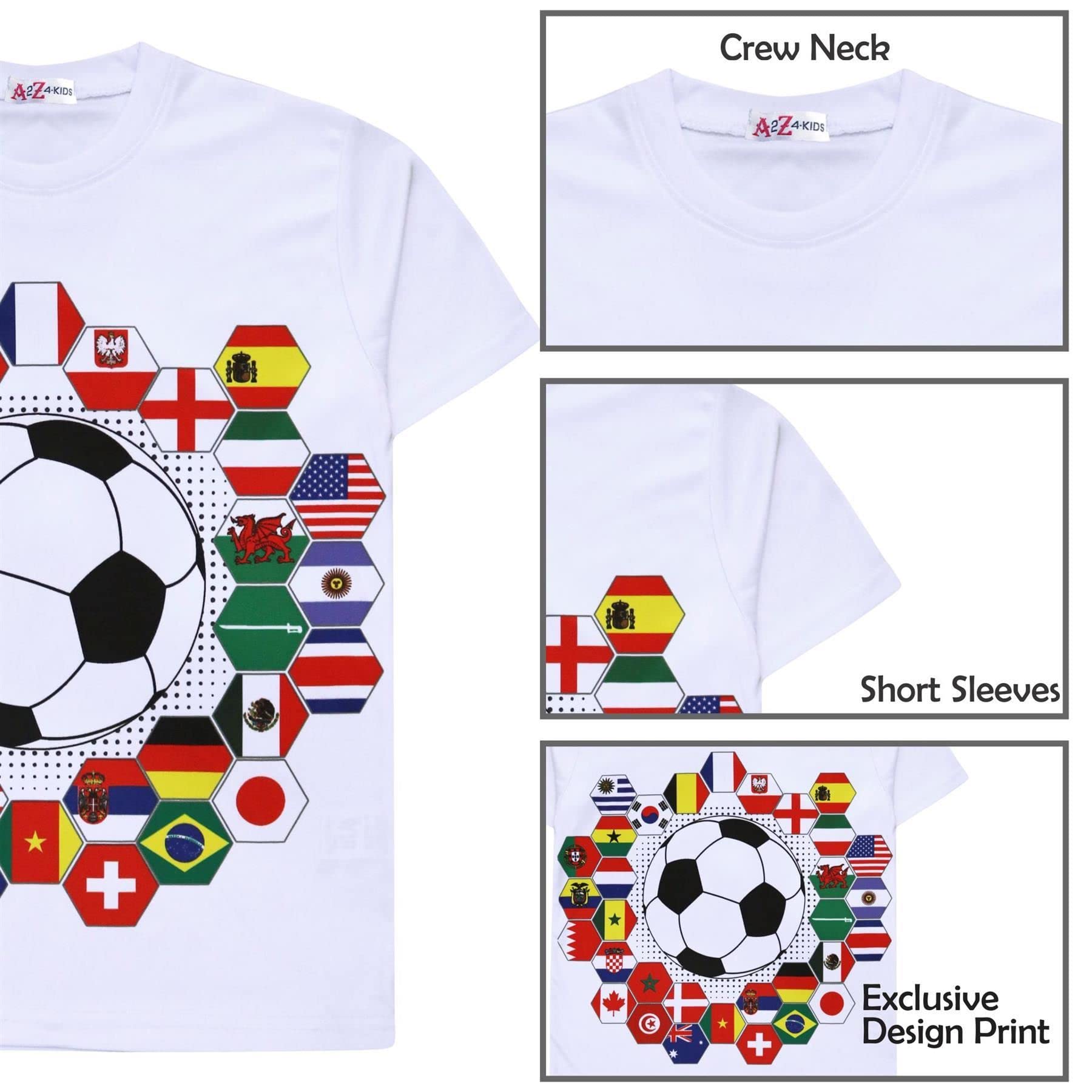 A2Z 4 Kids Girls Boys T Shirts International Football World Cup T-Shirt Soft Feel Soccer Team Short Sleeves Tank Top Tees for Children Street Parties T-Shirt Age 5-13 Years - 5