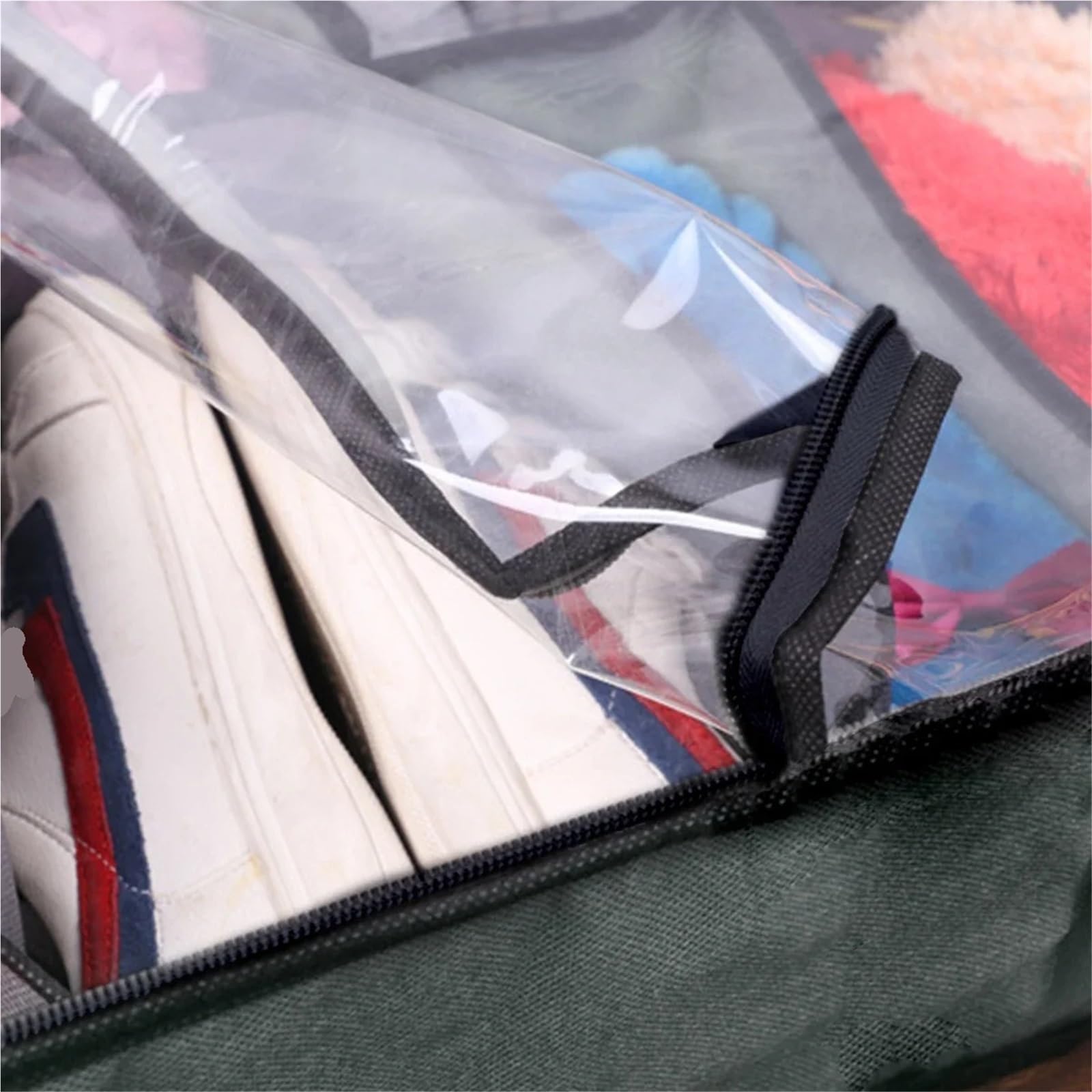 Organizzatore Di Scarpe Sotto Il Letto Borse portascarpe sottoletto Scatola portascarpe sottoletto di grande capacità da 45 litri con manici rinforzati e coperchio trasparente Per Risparmiare Spazio