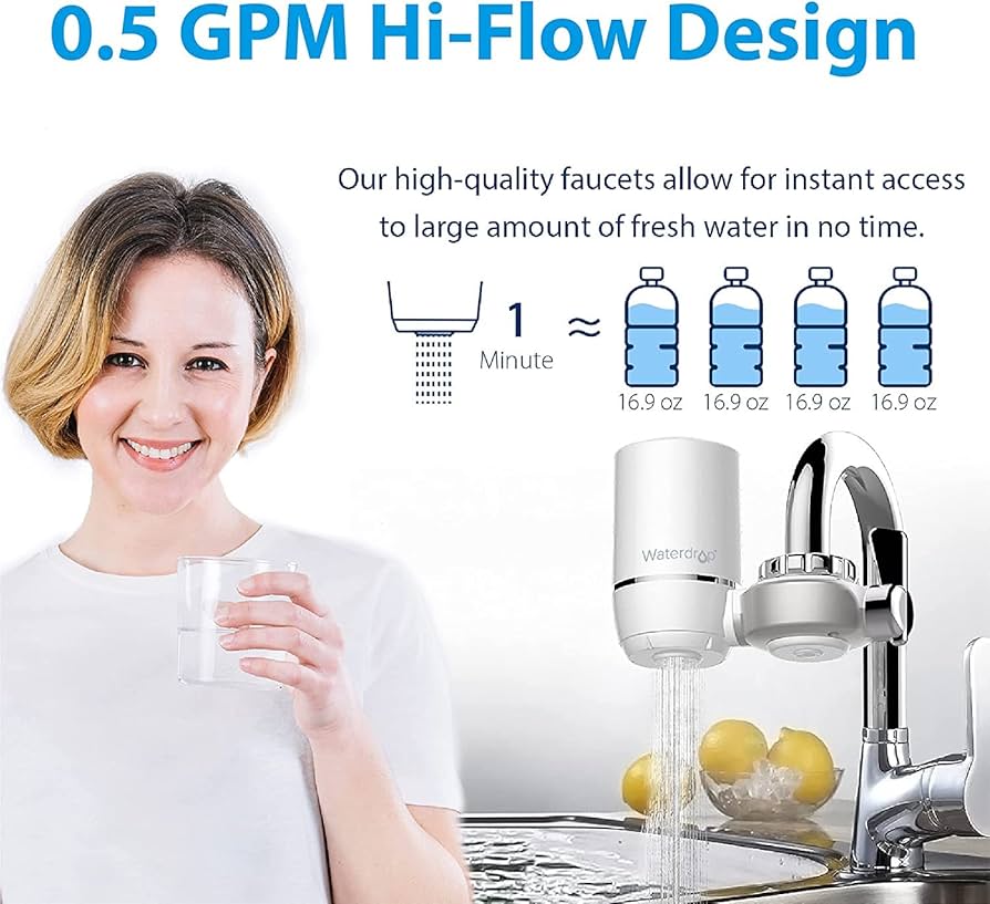 Waterdrop Water Filter for Sink, 320-Gallon Faucet Mount Water Filtration System for Tap Water, NSF Certified Reduces Chlorine & Bad Taste with 4 Replacement Filter - Amazon.com