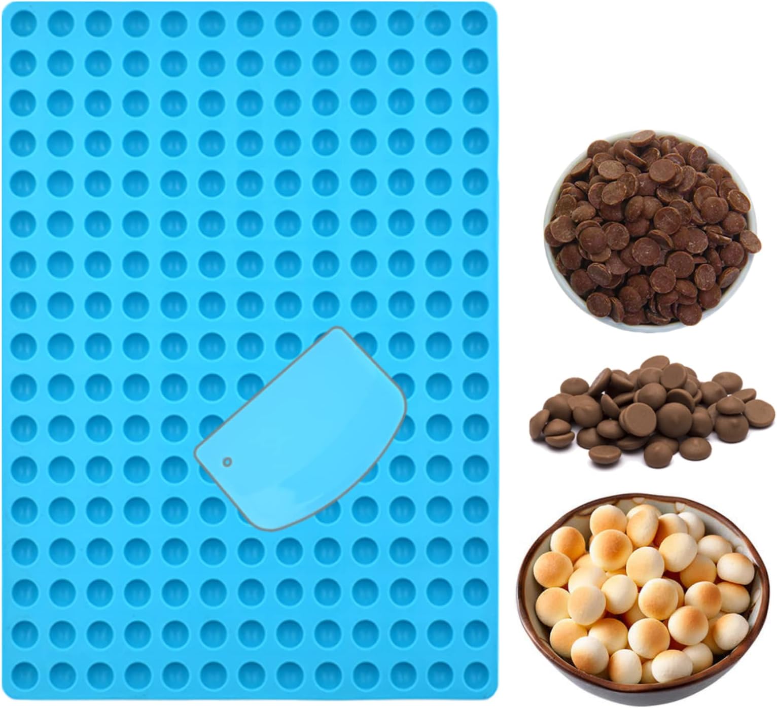 Silicone chocolate drop mold, Small Round Silicone Mold, Baking Mat, Semi Sphere Gummy Sweet Candy Molds for Caramels Cookies Ganache Jelly Pet Treats Baking Mold Small Decorations (221-Cavity Blue)