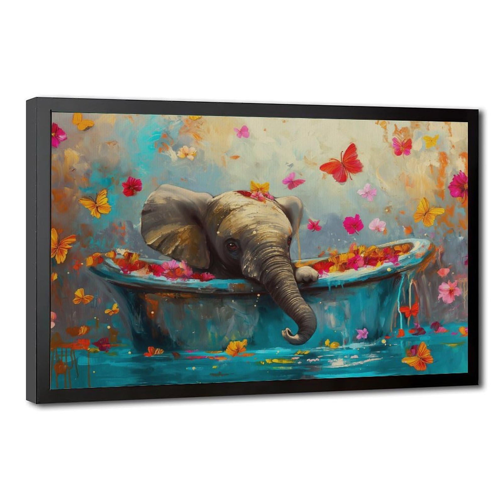 Bareronor Bathroom Elephant Poster Canvas Poster Bedroom Decor Landscape Office Room Decor Gift 24" L X 36" W