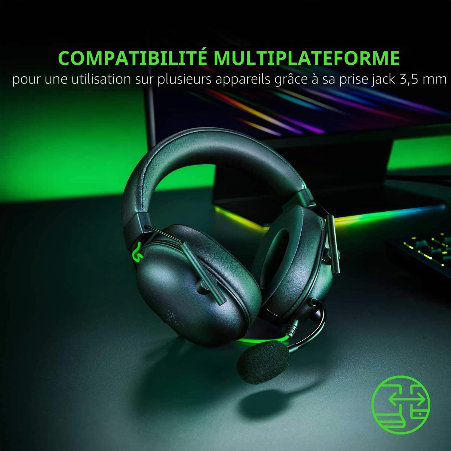 Razer BlackShark V2 X Casque de jeu : son surround 7.1 – Pilotes de 50 mm – Coussin en mousse à mémoire de forme – PC, PS4, PS5, Nintendo Switch, Xbox One, Xbox Series X et S, mobile – Prise audio 3,5