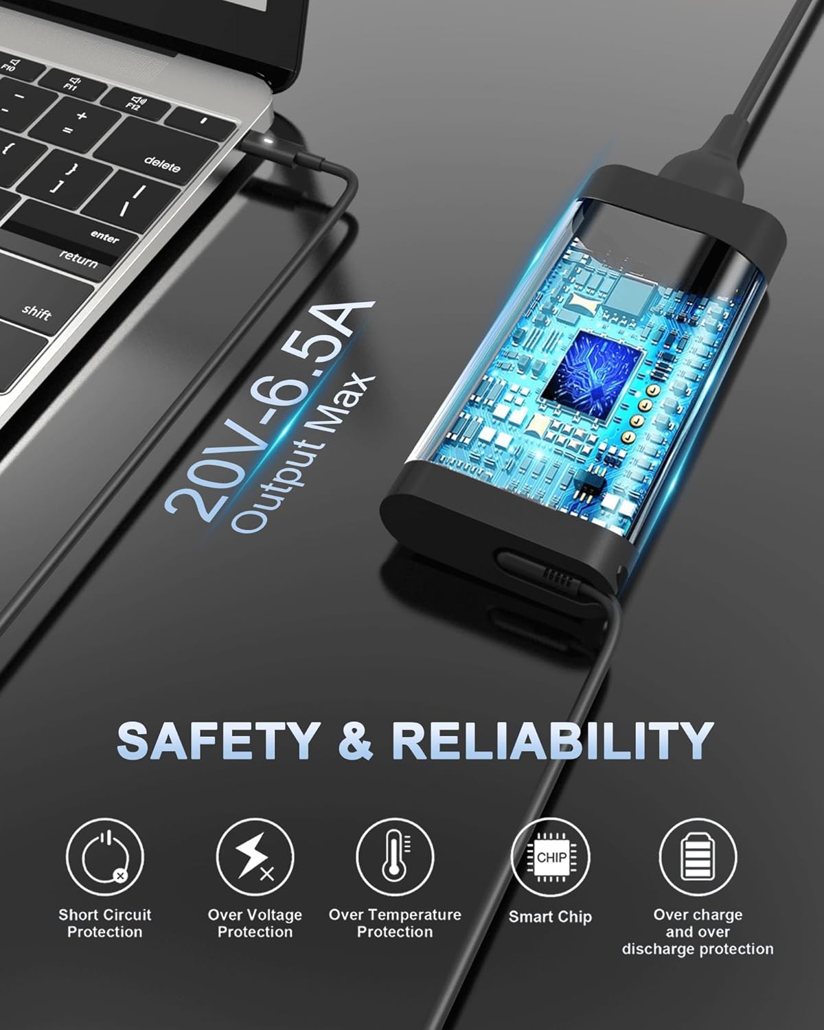 130W USB Type C Laptop Charger fits for Dell XPS 15 9500 9510 9520 9530 XPS 17 9700 9710 9720 9730 Precision 3581 5560 5550 5570 5520 5750 3560 5530 2 in 1 Computer AC Power Cord