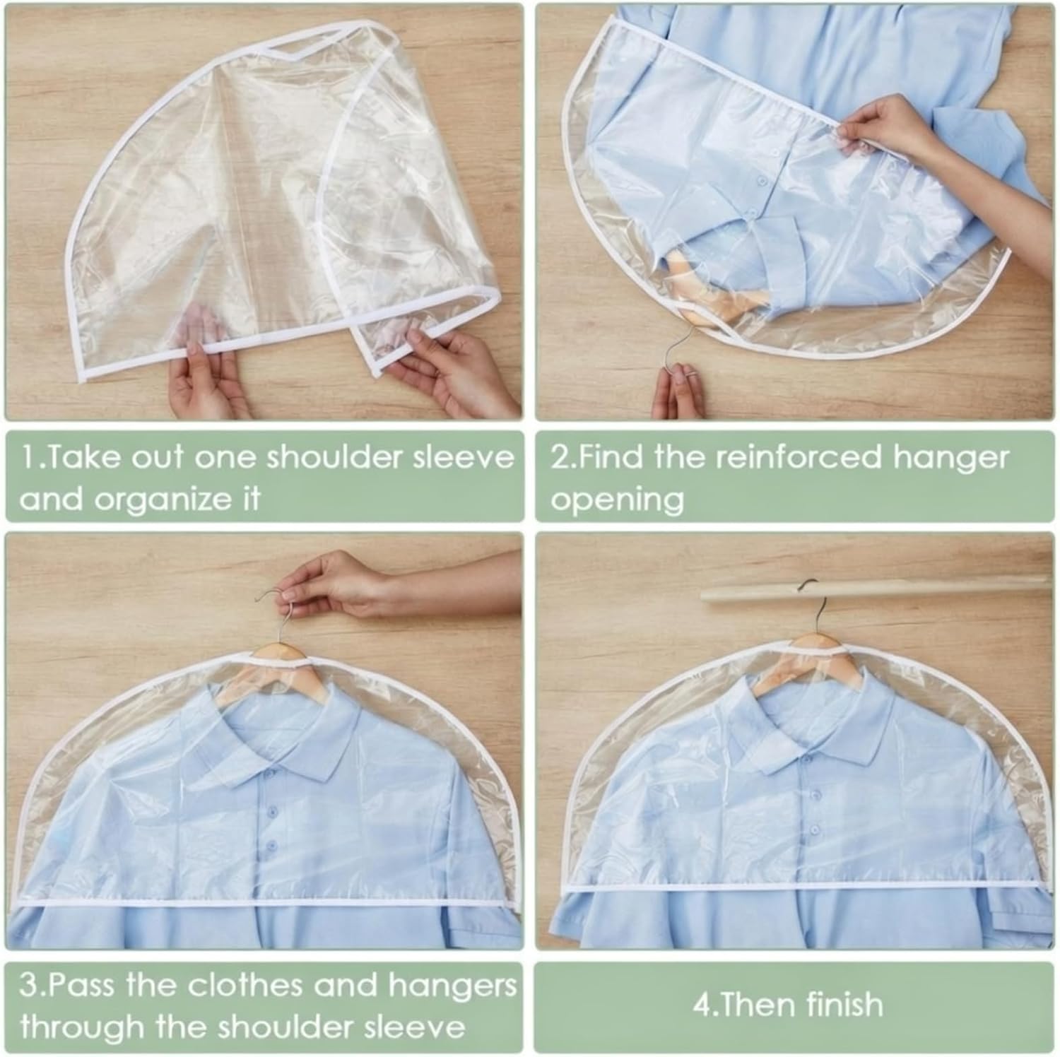 Patelai 8 Pcs Flat Shoulder Covers for Clothes Transparent image 4