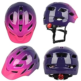 Kids Bike Helmet,Bavilk Kids Boys Girls Bike Helmets with LED Light Detachable Visor Children Youth Teen Multi-Sport for Skating Cycling Scooter Skateboard Adjustable & Lightweight 19.7-22.4