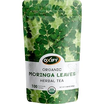 Oxify Organic Moringa Leaves Herbal Tea - 100 Eco Friendly Tea Bags 100 Tae Bags, Moringa Leaves