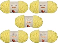 Vista 26 de Sensy - Hilo de terciopelo para ganchillo o manta de bebé, hilo de chenilla, hilo amigurumi, 3.5 onzas, 132 yardas, calibre 5, voluminoso