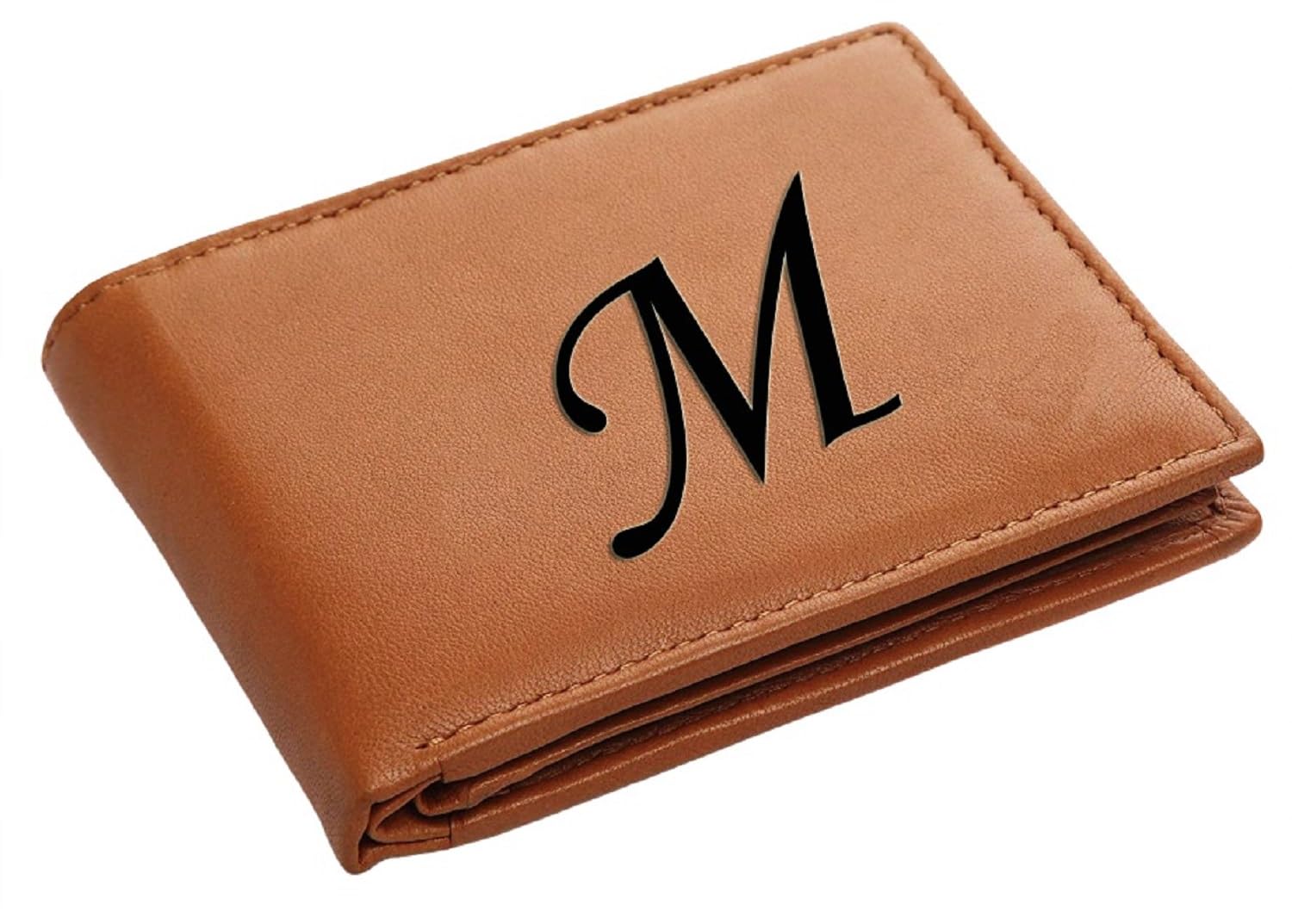 Pu Leather Wallet for Men and Boys Alphabet Name Wallet Gifts for Men | Personalized with Name & Charm Purse - (Color-Tan) (M, Tan)-image-46