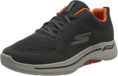 Skechers Men's Go Walk Arch Fit Mesh Lace-Up, Charcoal, 10 UK