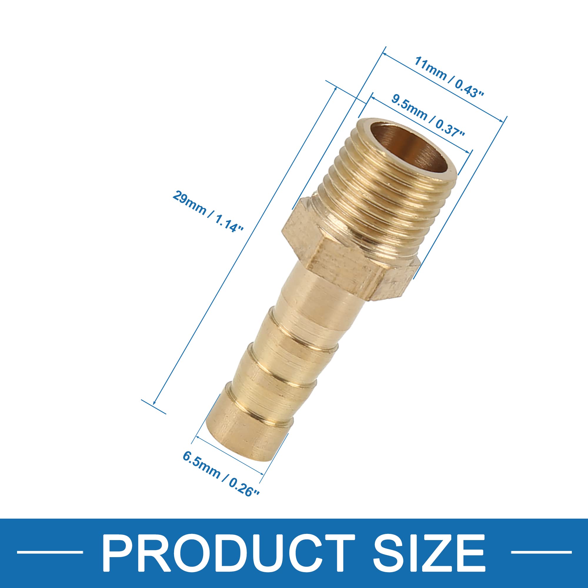 5 Conectores De Latón Para Manguera 6 Mm ID X 1/4" NPT Macho - Montaje Por Lengüeta, Para Aire, Agua, Combustible