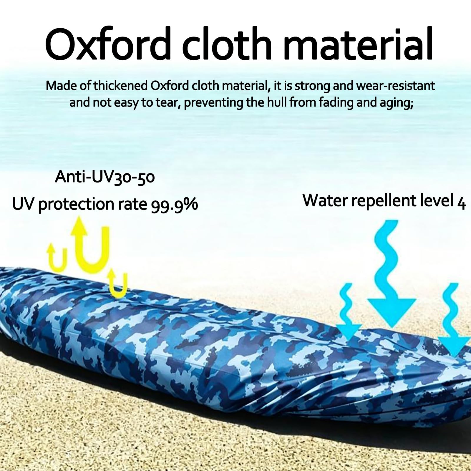 Bâche De Canoë Camouflage Bleu, Taille 8 : 210 Cm-600 Cm en Option, Tissu Oxford De Protection Solaire, Dispositif À Cordon Élastique, for Toutes Les Saisons(270-300cm)
