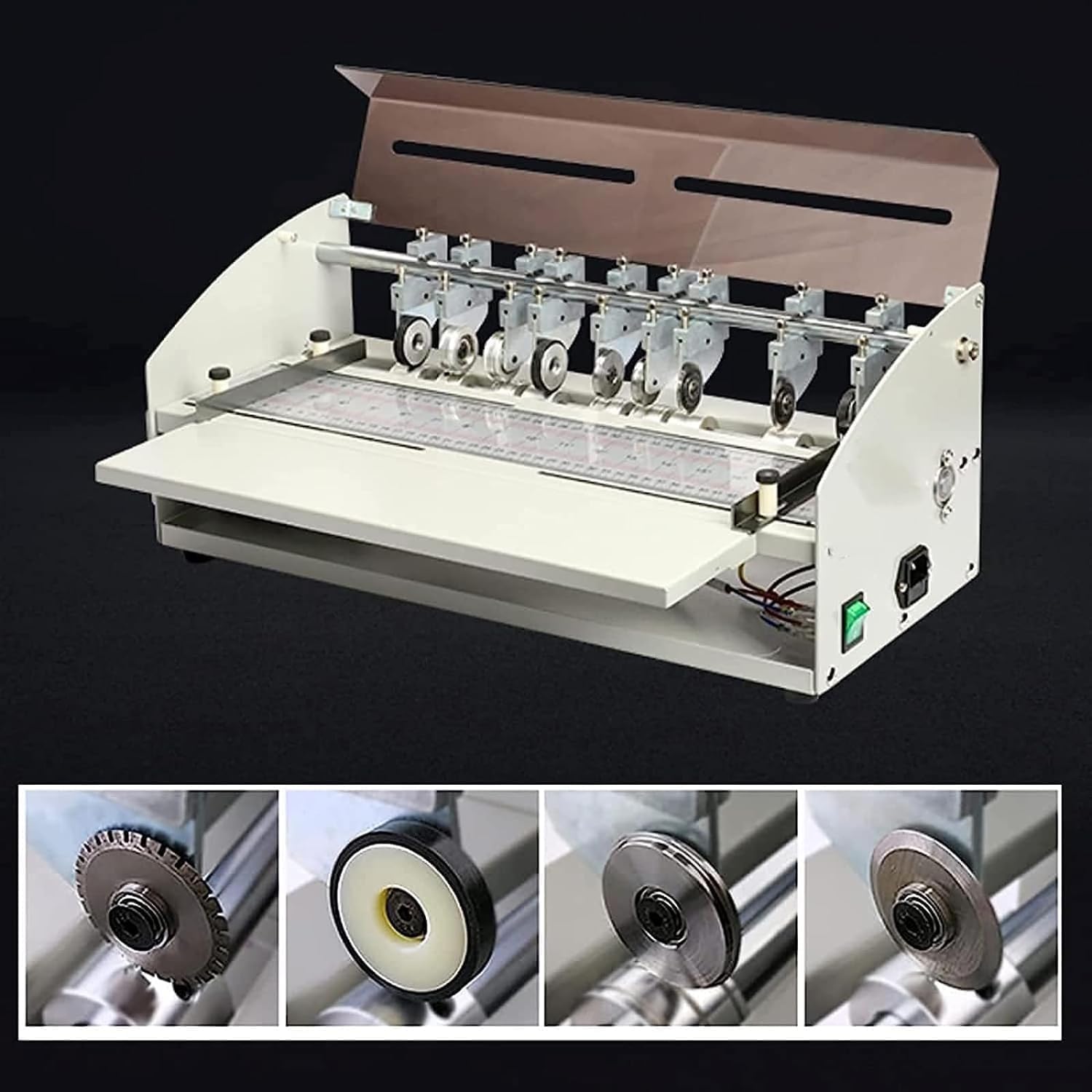 Máquina de plegado eléctrica, 460 mm, marcador multifunción 3 en 1 y perforador para archivos, fotos, tarjetas, invitaciones y cubiertas de libros
