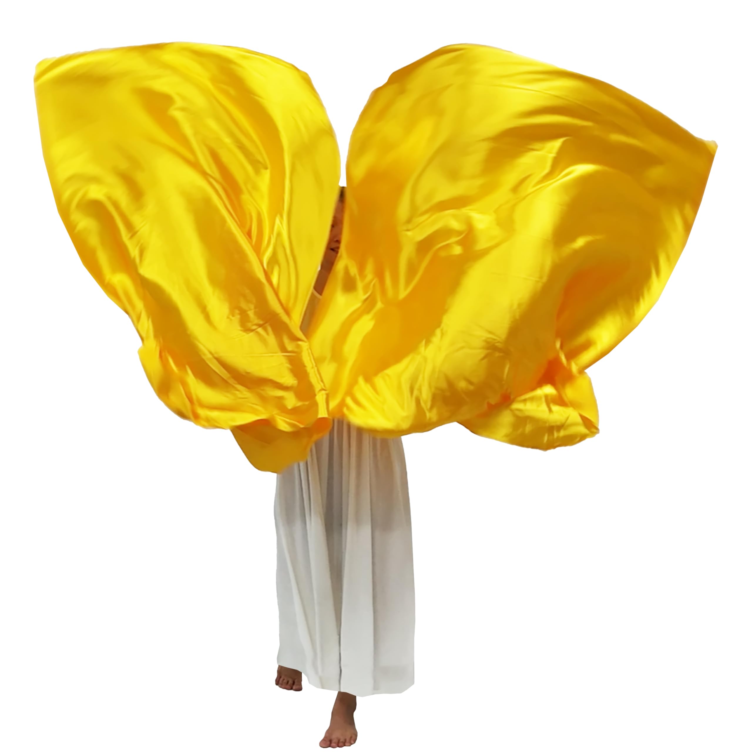 Wuchieal 51'' * 45'' rectangle Worship Flags, silk like Prophetic Worship Banner Praise Flags with Scalable Rods 1 pairs (Gold)