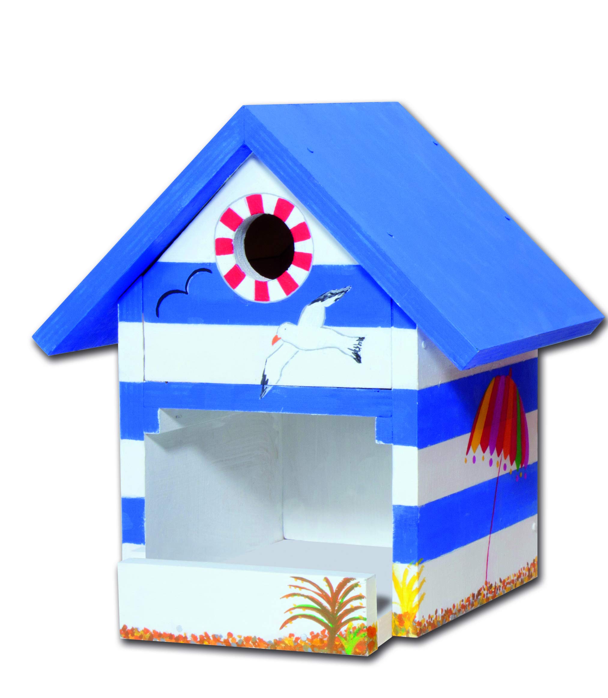 Pebaro 466 Holzbauset Bastelset Vogelhaus inkl. 9 unbehandelten Birkenholzplatten, Löcher vorgebohrt, Hammer und Nägeln, Geschenkidee für Hobby, kleine Handwerker und Kinder, Basteln mit Holz