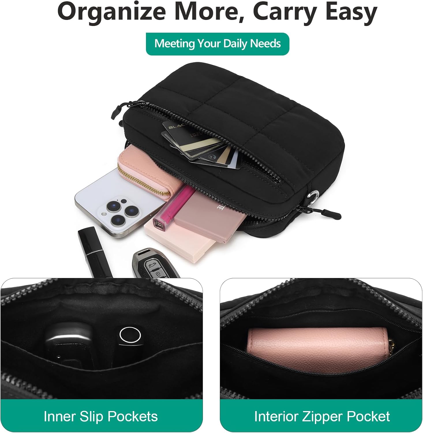 JEEHAN Quilted Crossbody Bags for women Designer Shoulder Handbags Small Purse - Image 5