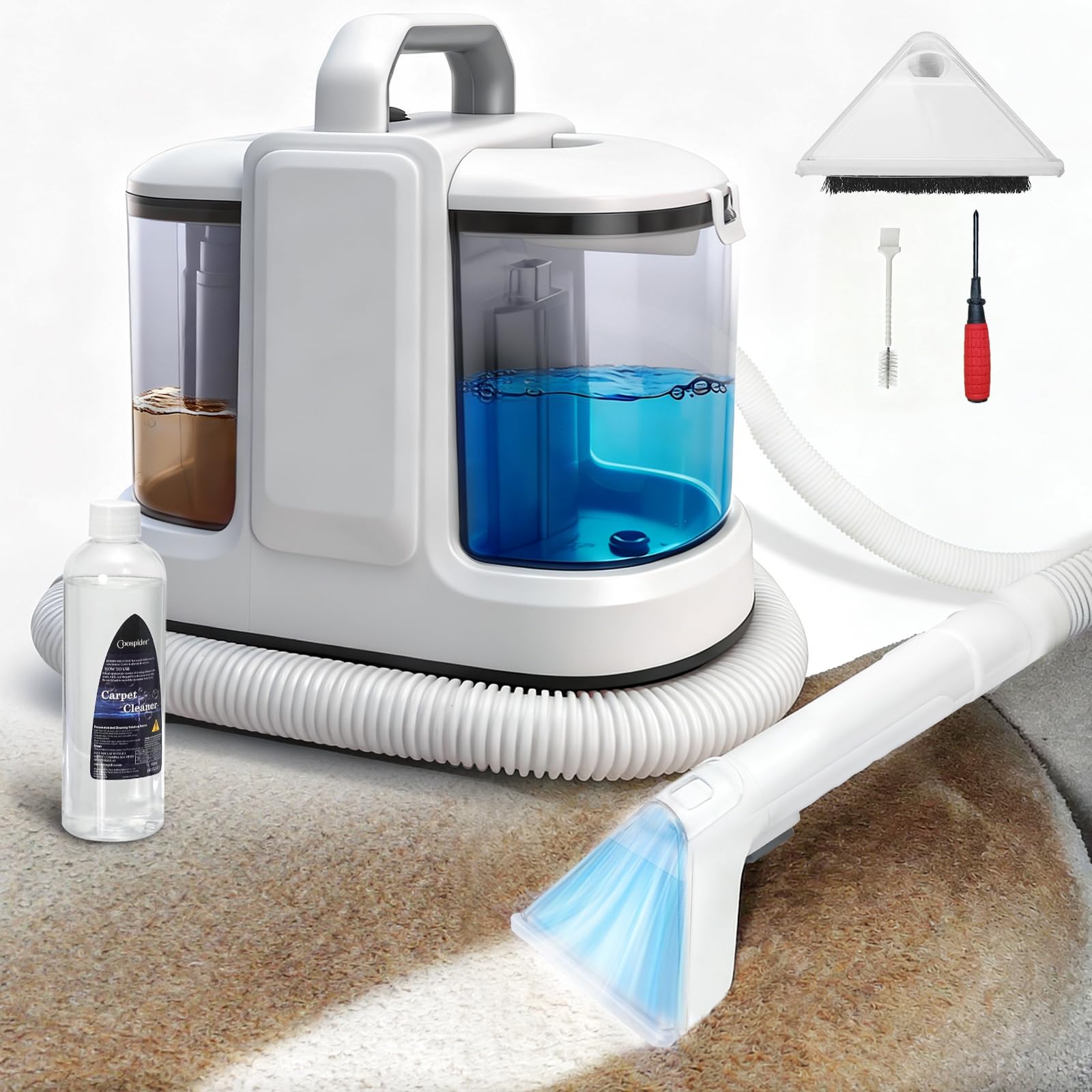 Coospider 18Kpa Portable Carpet Cleaner Machine Powerful Suction with Cleaning Tools Upholstery Cleaner Couch Cleaning with Pet Stains