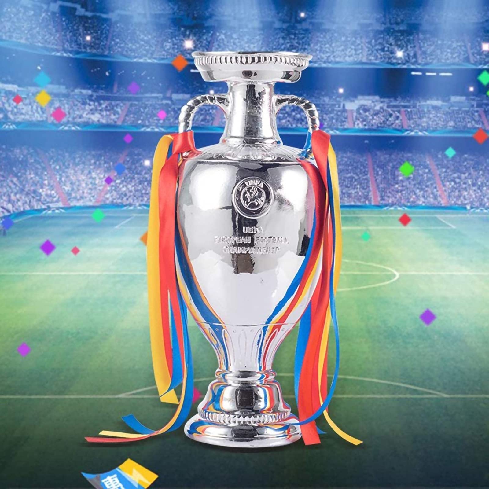 Fußball-Trophäen, Harz-Replika-Trophäen Der Fußball-Europameisterschaft, Trophäen des Europameister-Pokals Mit Luftschlangen, Dekorative Souvenirs Und Sammlerstücke Für Den Fußballsport,44cm