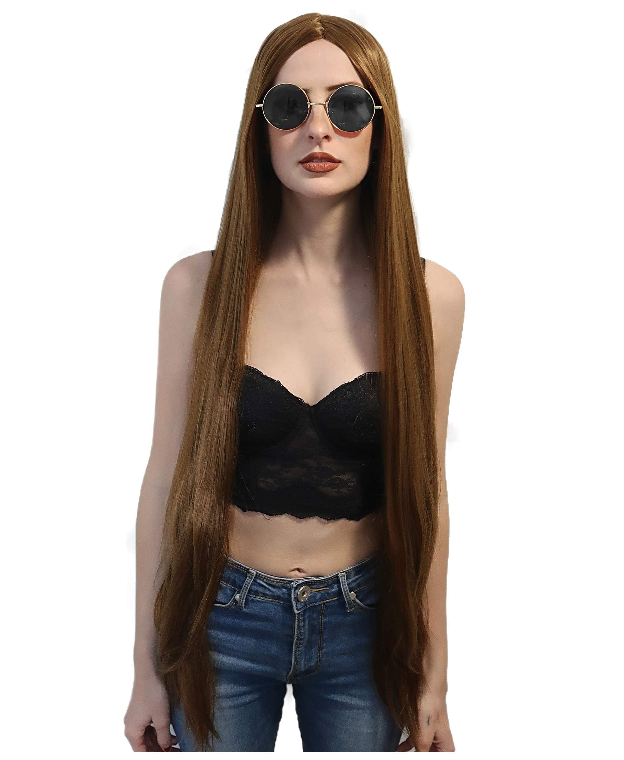 ALLAURA Long Straight 70's Hippie Wig ñ 24î Family Witch Cosplay, Brown