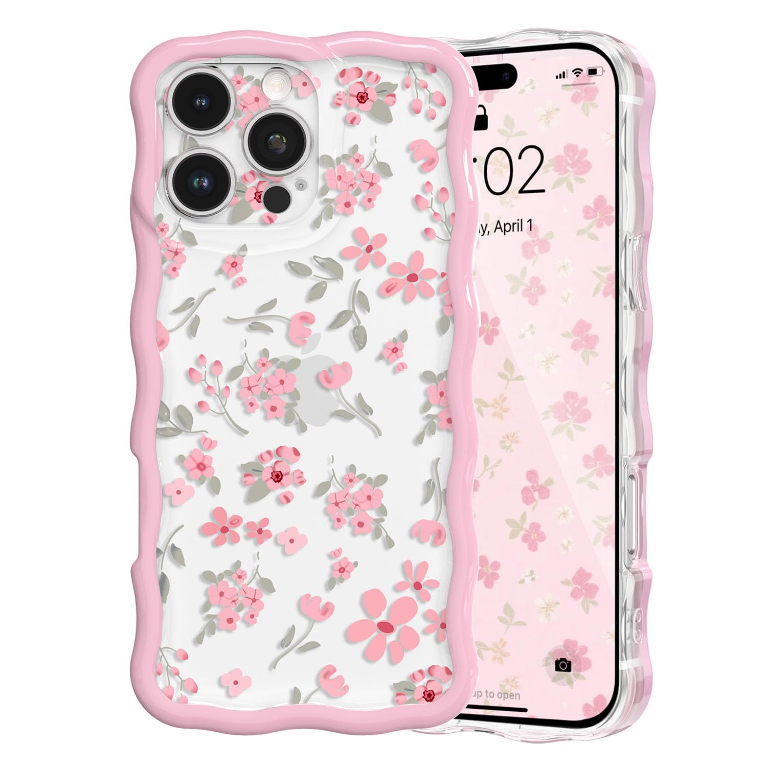 Coque iPhone 14 Pro Max fleur rose et nœud mignon pour un style esthétique