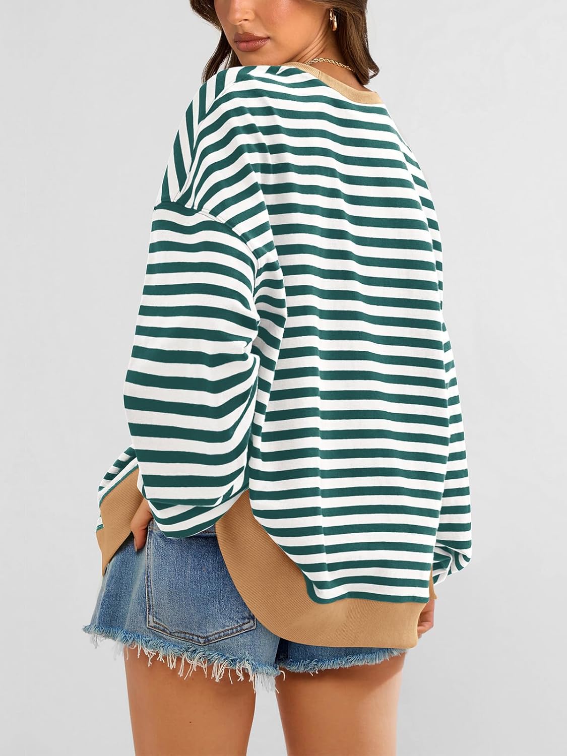 PRETTYGARDEN Womens Striped Oversized Sweatshirt Color Block Crew Neck Long Sleeve Casual Loose Pullover Top Y2K Clothes - Image 5