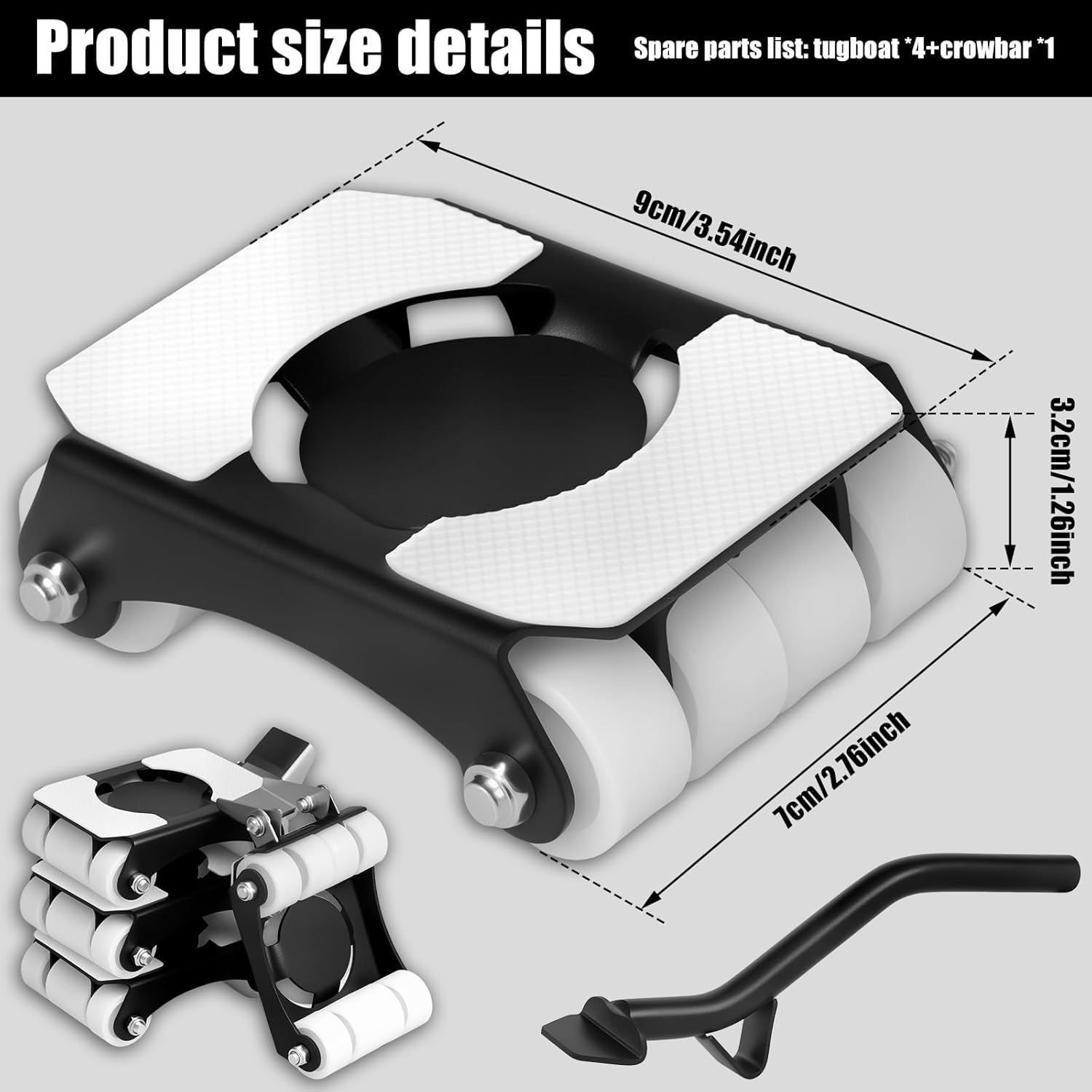 Furniture Lift Mover Tool Set Efficient Appliance Mover Slider with 360° Rotation Wheel Silent Furniture Lifter Tool for Moving Table Sofa Bed Refrigerator