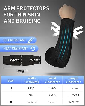 Geyoga 2 Pairs Arm Sleeves Guards Skin Protectors,Medium;Hppe;Black