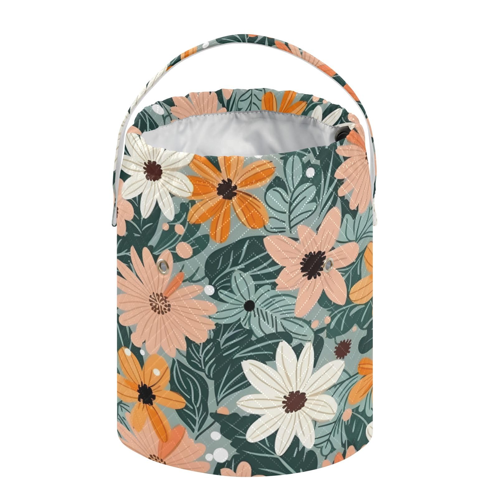 Yarn Storage Bag Small Crochet Bag Knitting Bag Organizer Summer Flowers Leaves Yarn Bags for Crocheting Basket