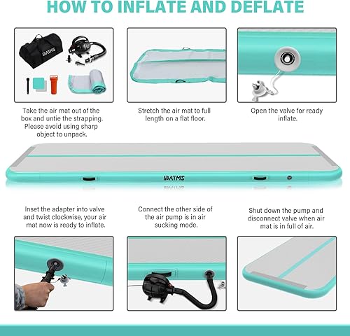 Miniatura 5 de IBATMS Colchoneta inflable de gimnasia de 48 pulgadas para uso doméstico, entrenamiento, animación, yoga, agua, con bomba de aire