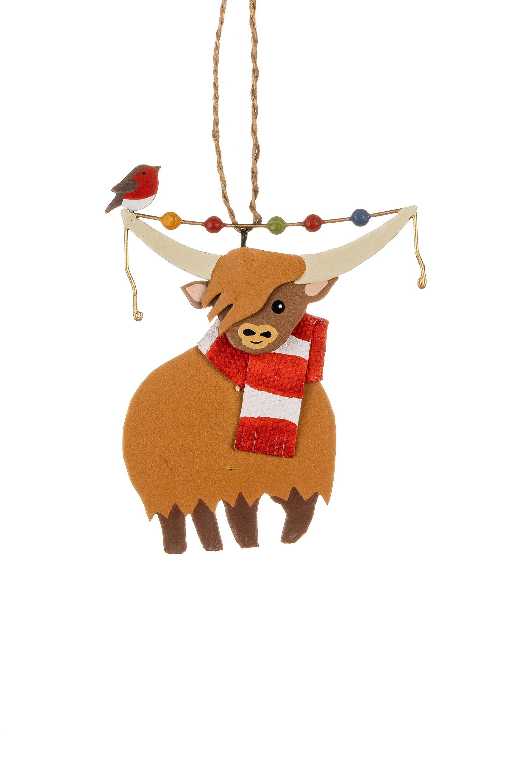 Shoeless Joe Multicoloured Highland Cow Christmas Tree Decoration