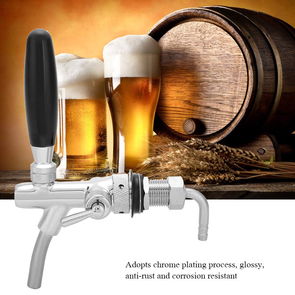 G5 / 8 Grifo de Dispensador de Cerveza Ajustable Grifo de Control de Flujo de Chrome de Acero Inoxidable para el Hogar Bar Beer Brewing(Silver)