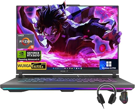 ASUS ROG Strix G16 Gaming Laptop, NVIDIA RTX 5070 Ti12GB GDDR7, AMD Ryzen 9 8940HX 16 Cores, 32 Threads, 16" WUXGA FHD 165Hz 3ms Display, 64GB DDR5, 2TB PCIe 4.0 SSD, Windows 11 Pro, Accessories