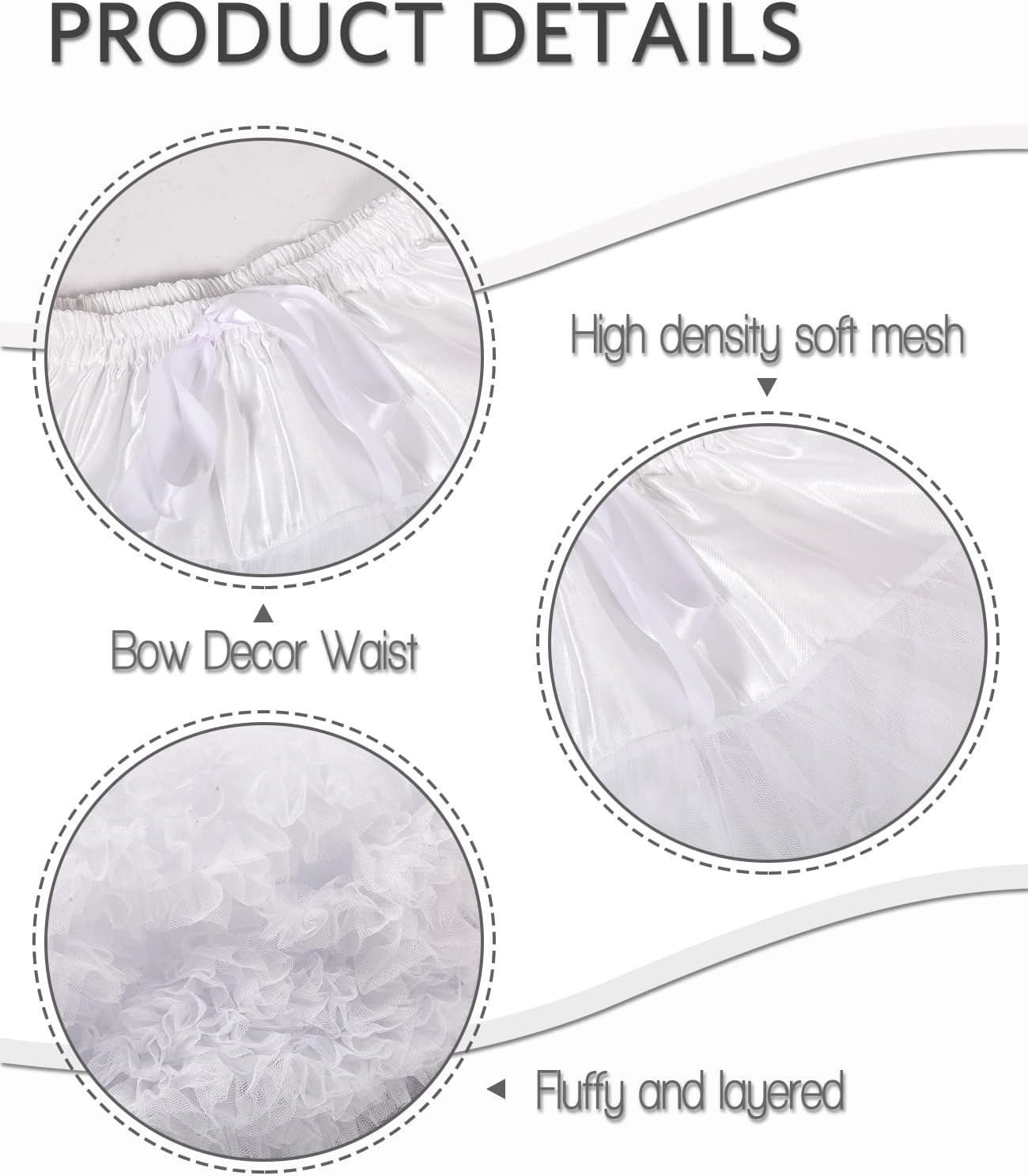 Petticoats for Women Elastic Waist Chiffon Petticoat Puffy Party Cosplay Underskirt Multi-Layer Short Tulle Skirt - Image 4