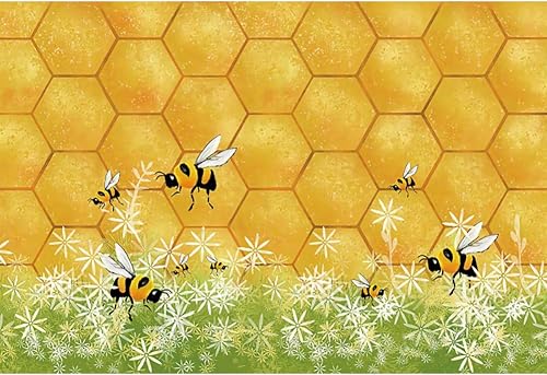 Haoyiyi 5x4ft Sweet Bee Theme Princess Girl Happy Birthday Party Backdrop Photog