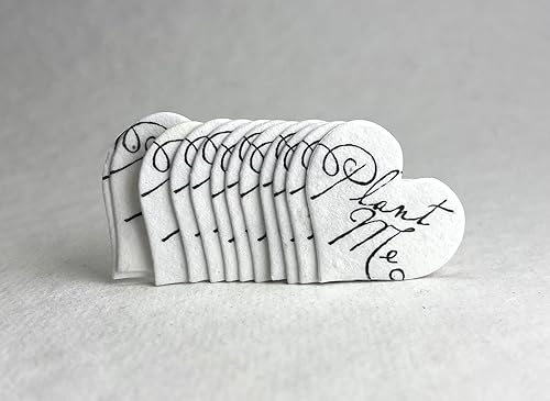 Miniatura 4 de Of The Earth Handmade Paper - Wildflower Seed Paper Small Heart Tags - Calligraphy Variations - 1.75" X 1.5" - Set of 50 (Plant Me)
