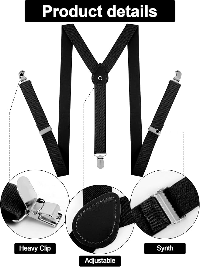 Set de Tirantes y Pajarita SATINIOR Clip para Hombre y Mujer miniatura 4
