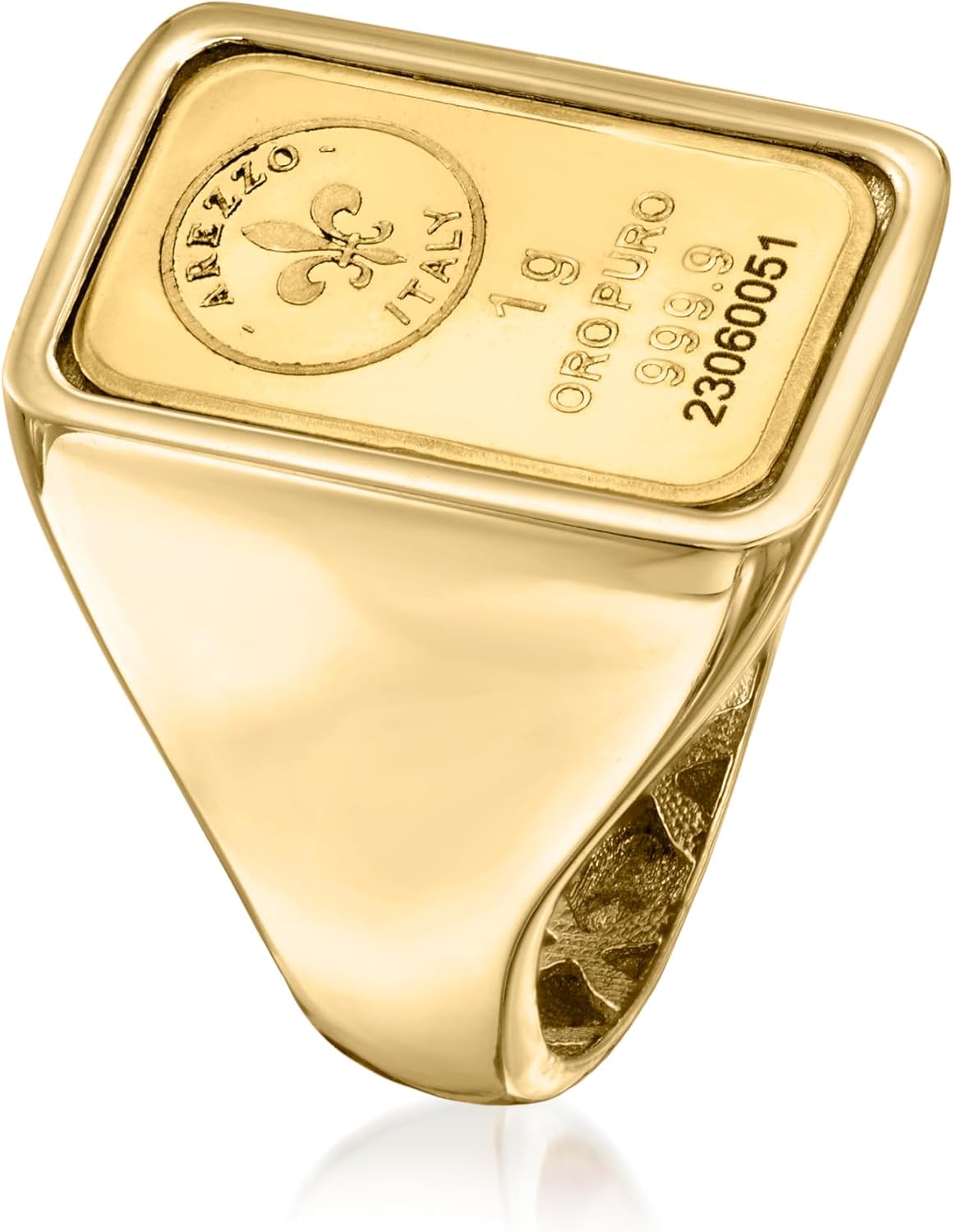 Ross-Simons Italian 24kt Gold Fleur-De-Lis 1-Gram Ingot Signet Ring With 14kt Yellow Gold Band